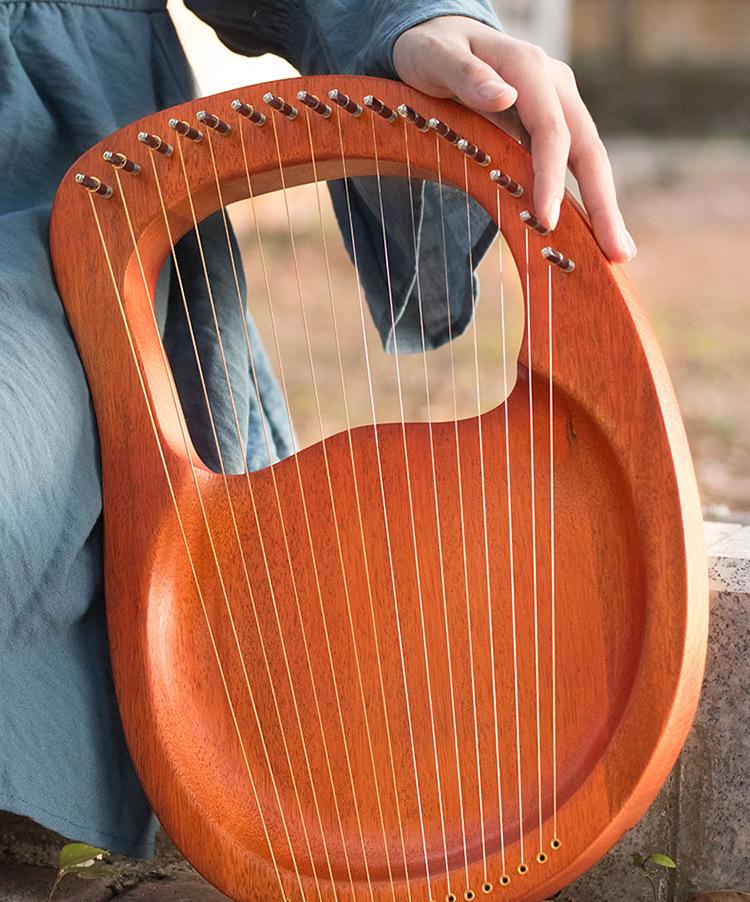 Liră cu 16 coarde din lemn masiv pentru începători - Stil retro