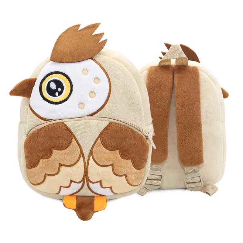 Cute 3D Cartoon Animal Plush Toddler Backpack, Soft Kids Kindergarten Schoolbag Travel Gift Bag for Boys & Girls