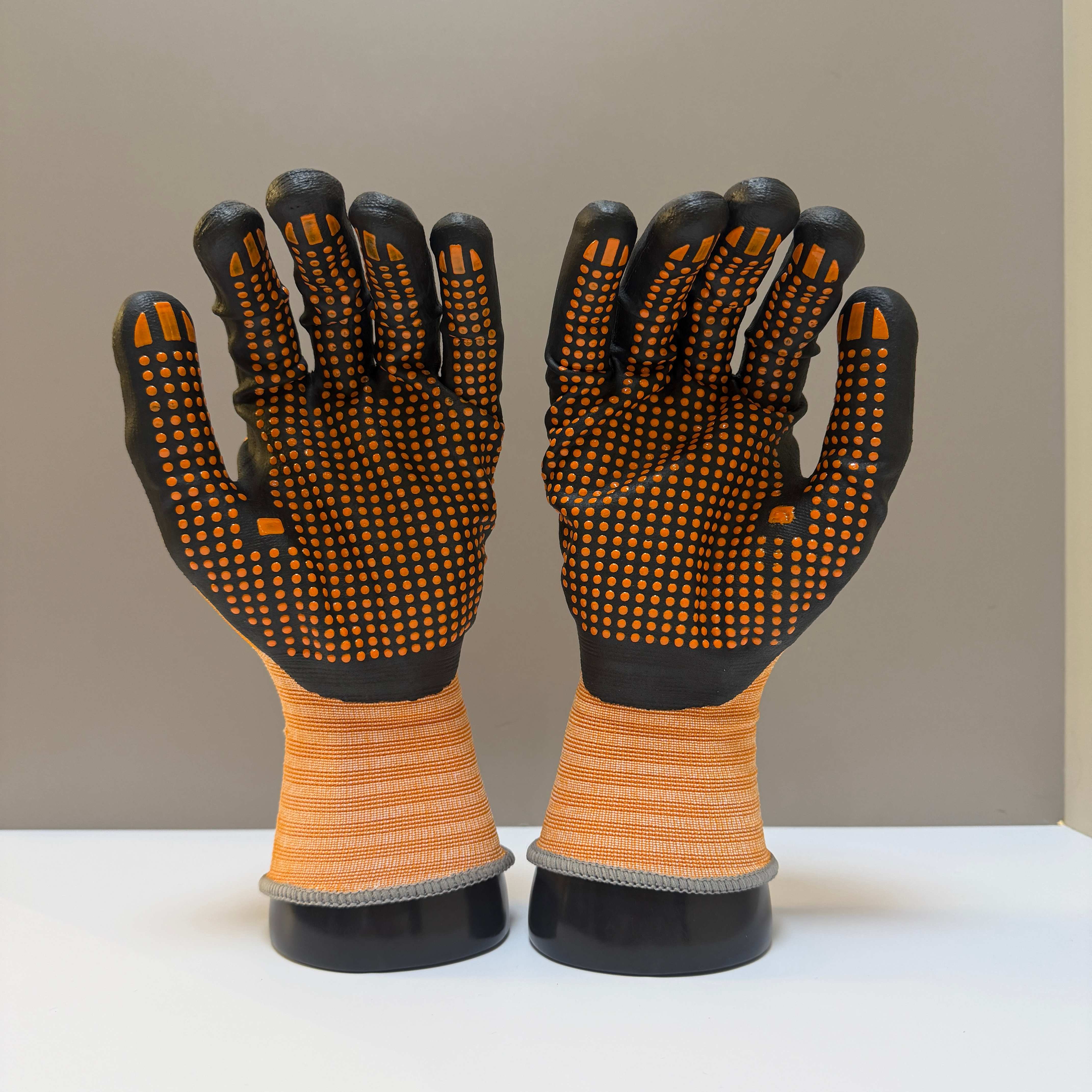 Wholesale Breathable Orange Nylon Spandex Black Micro Foam Nitrile Work Gloves with Grip Dots for Professional Mechanics (Black,Customized Size)