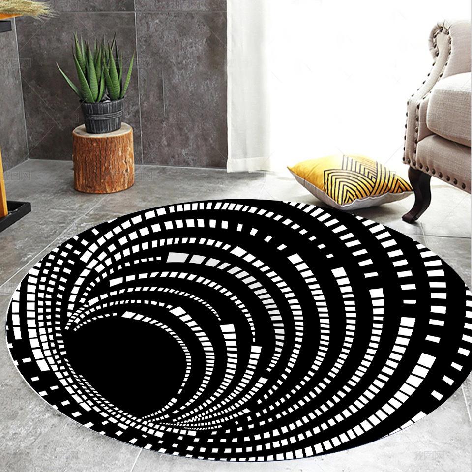 3D Optical Illusion Pattern Carpet Spiral Vortex Design Living Room Mat Modern Creative Home Decor Non-Slip Rug Multiple Sizes