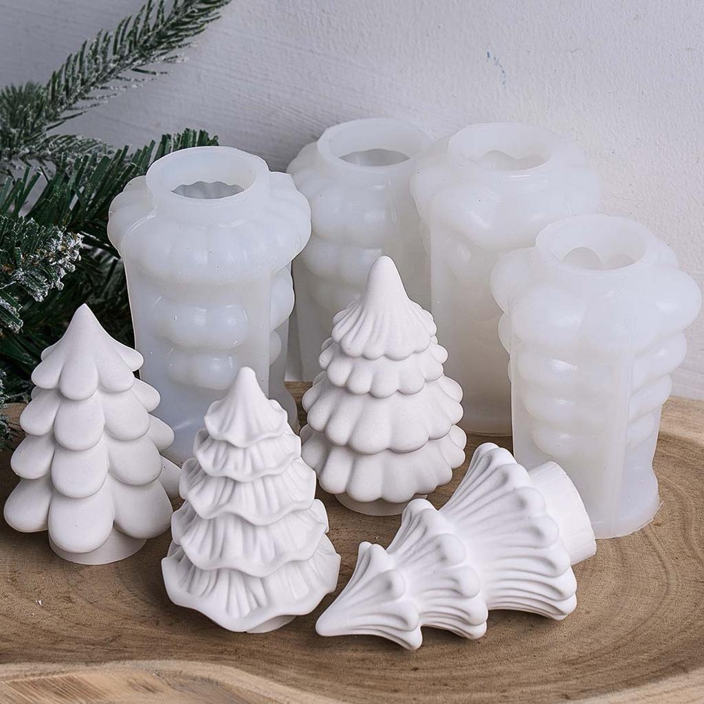 3D Christmas Tree Silicone Candle Mold DIY Christmas Ornaments Craft Gifts Making Aromath Soap Plaster Resin Molds Home Xmas Dec