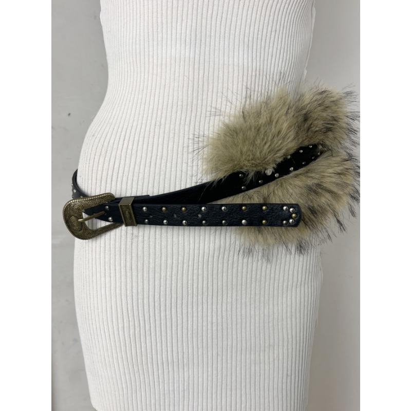 New Rabbit Fur Belt, Fur Belt, European and American Sexy Hot Girl Waist Seal Wide Belt