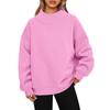 Fashionable Loose High Neck Long Sleeved Solid Color Hoodie for Lady Lazy Style Basic Casual Commuted Pullover Top