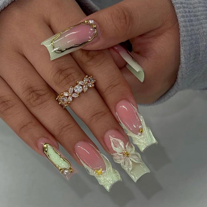 INS Hot Selling Accept Customization Duck Shape Artificial Fingernails Manicure False Nails with Glue Stickers Press on Nails