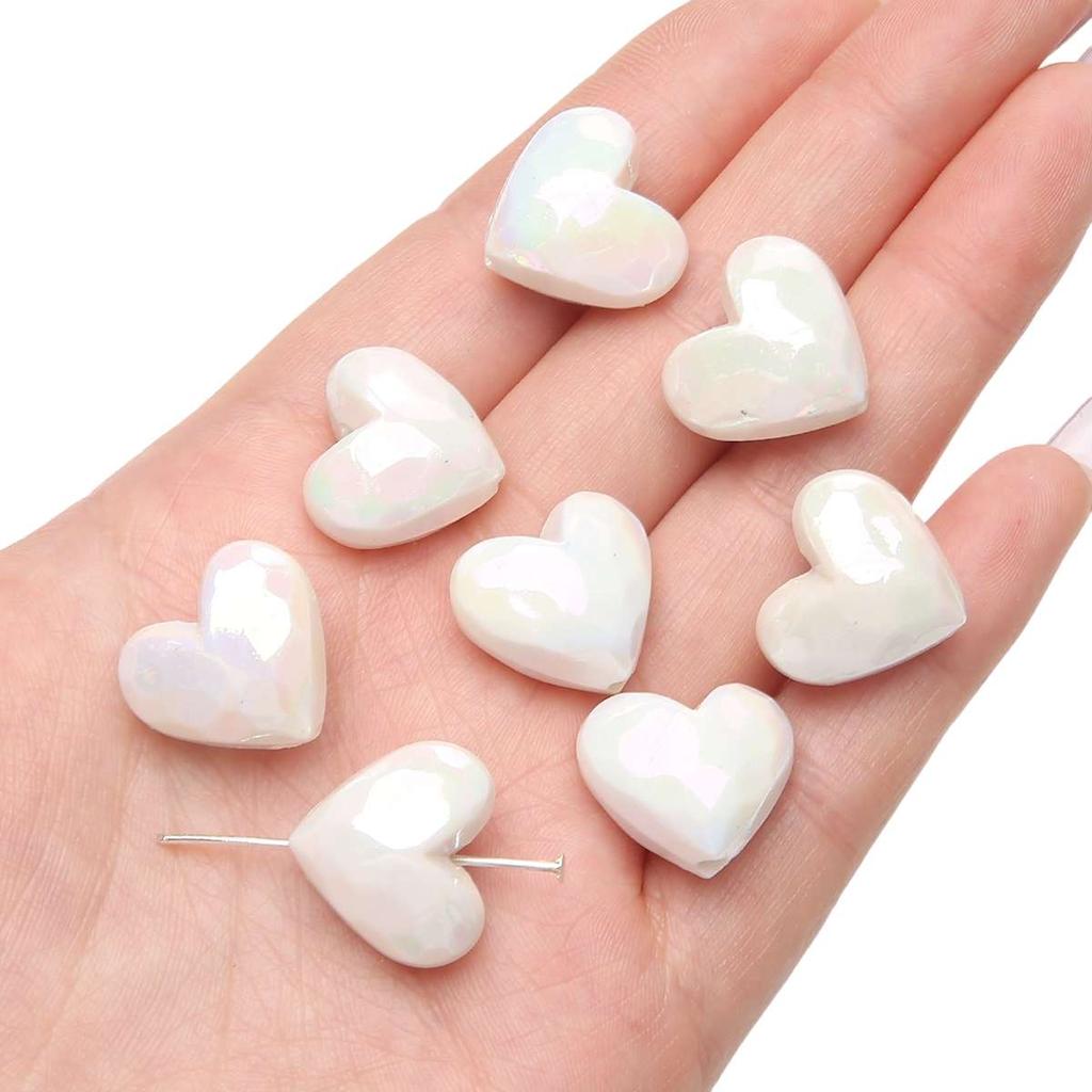 [19X17mm] Color-Plated Peach Heart Beads  Cream Heart-Shaped Beads DIY Handmade Jewelry Accessories