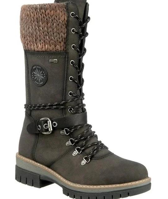 High Quality Women's Boots Warm Women Snow Boot Non-slip Mid-calf Boots Knitted Winter Women Shoes Low Heel Botines Para Mujeres