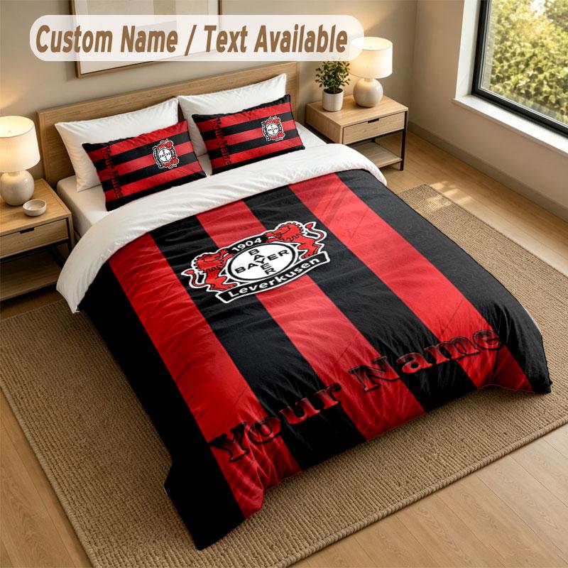 Bedding Set 1 Duvet Cover 2 Pillowcases Bayer Leverkusen Football Print Soft Bed Linen Bedroom Decor