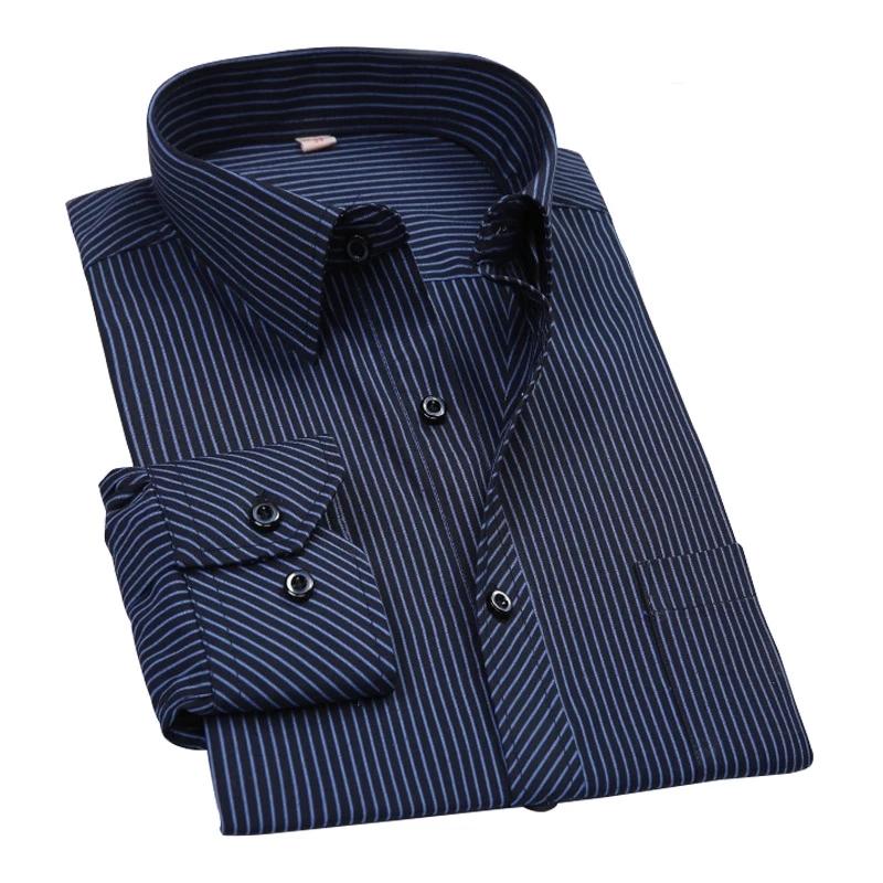 8XL 7XL Plus Size Men Long Sleeved Shirt  Mens Business Casual  Slim Fit Shirts Men Striped Dress Work Social Dress Shirt