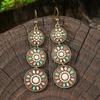 Orecchini Smaltati Colorati Etnici Retrò Bohemien da Donna Boho Fiore Vuoto Geometrico Rotondo Vintage Pendenti Gioielli Regalo