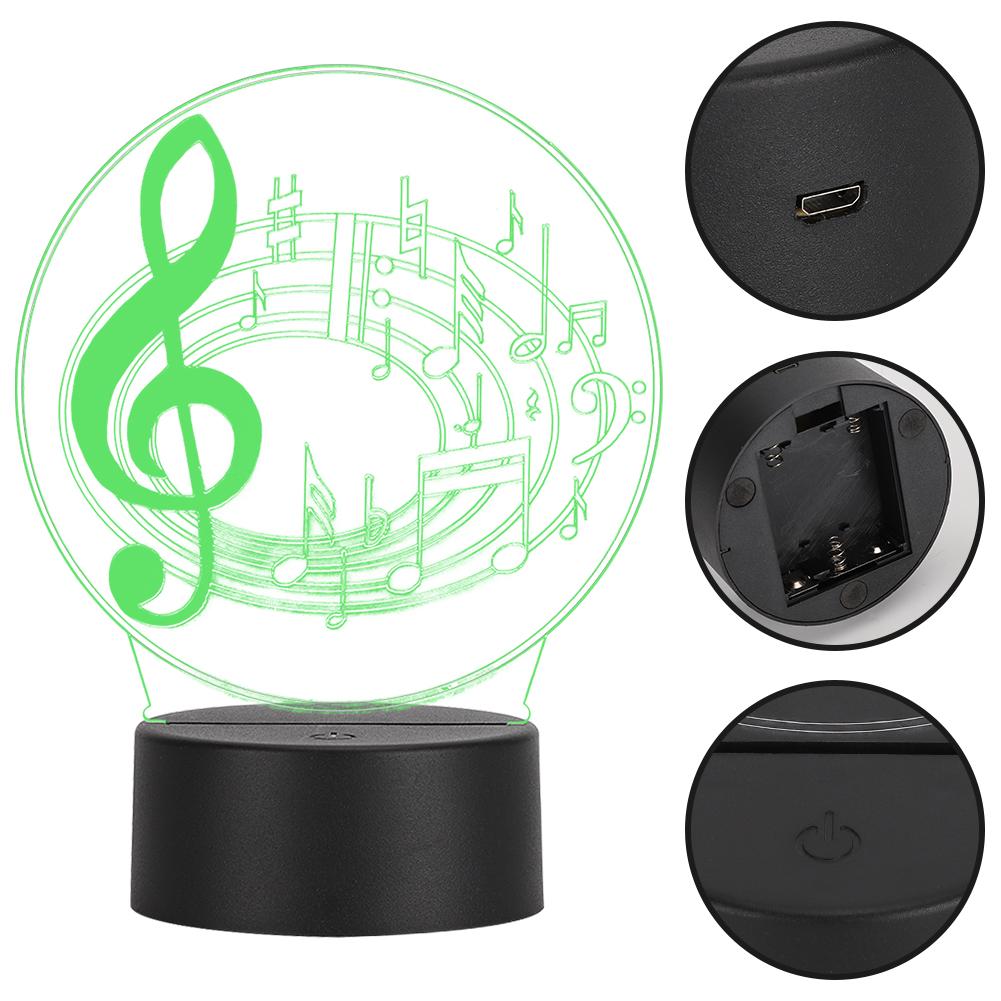3D Musical Notes LED Light USB Touch Table Desk Night Lamp Color Change