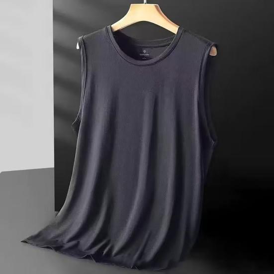 Men Vest Sleeveless Round Neck Summer Casual Sport Vest Pure Color Breathable Mesh Athletic Tank Tops
