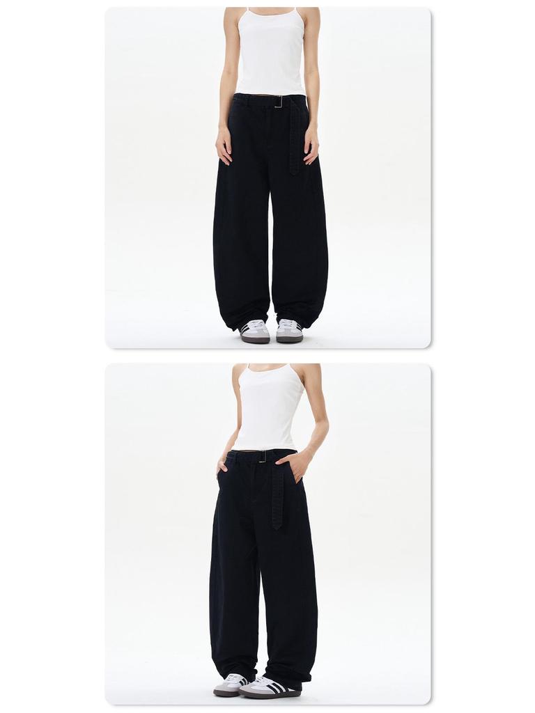 LKTM Unisex Wide-Leg Pure Cotton Stone Wash Casual Pants