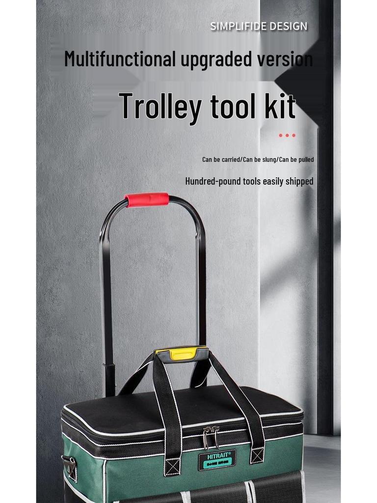 Telescopic Tool Bag: Durable, Wear-Resistant Canvas with Wheels, Large Capacity for Electricians