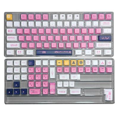 128 Tasten EVANGELION-08 Tastenkappen EVA 08 XDA Profil PBT Dye-Sub Pink Tastenkappen für MX-Switch mechanische Tastatur Tastenkappe DIY