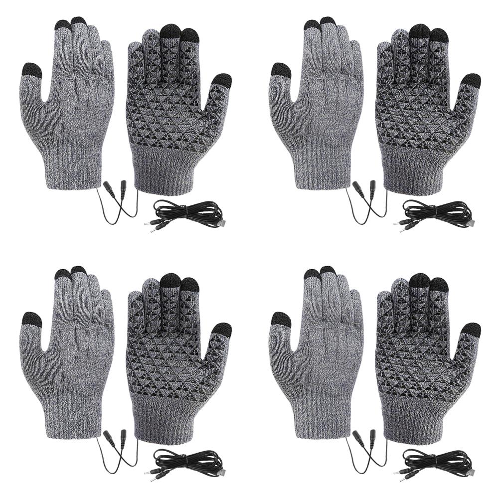 USB Heated Knitted Gloves Touch Screen Gloves Thicken Thermal Knitting Mitts Winter Cycling Gloves for Outdoor Sports Gloves
