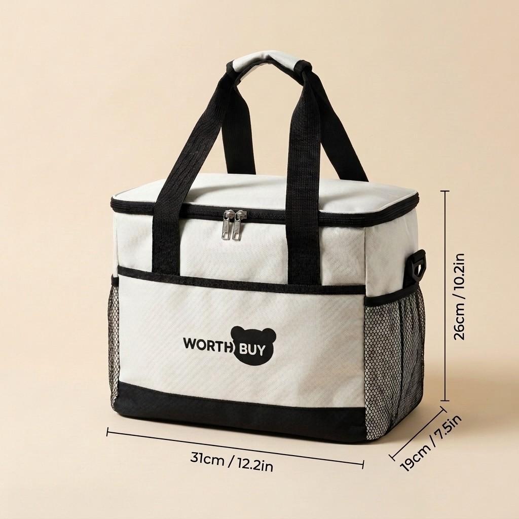 Large Insulated Lunch Bag Waterproof Thermal Cooler Bag Oxford Storage Bag with Shoulder Strap for Men Women Work Picnic Travel