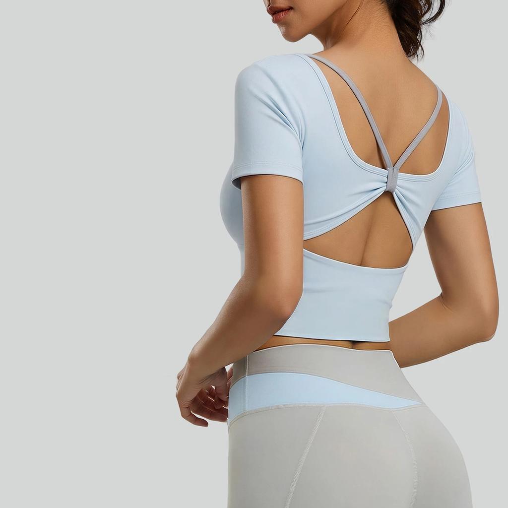 2026 New Summer Breathable Yoga Wear Tops Women Outdoor Running Sports Fitness Wear Short Sleeves