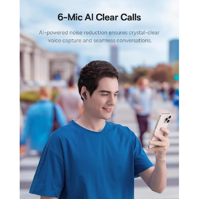 Baseus Bass BP1 Pro Noise Cancelling Wireless Earbuds, Real-Time Adaptive Noise Cancelling, Adaptive Active EQ, LDAC Hi-Res Sound, 6-Mic AI Clear