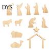 Small Wooden Religious Collectibles 13Pcs Christmas Nativity Scene Set, Mini Holy Family Figurines, Handcrafted Wood Figures Tabletop Manger