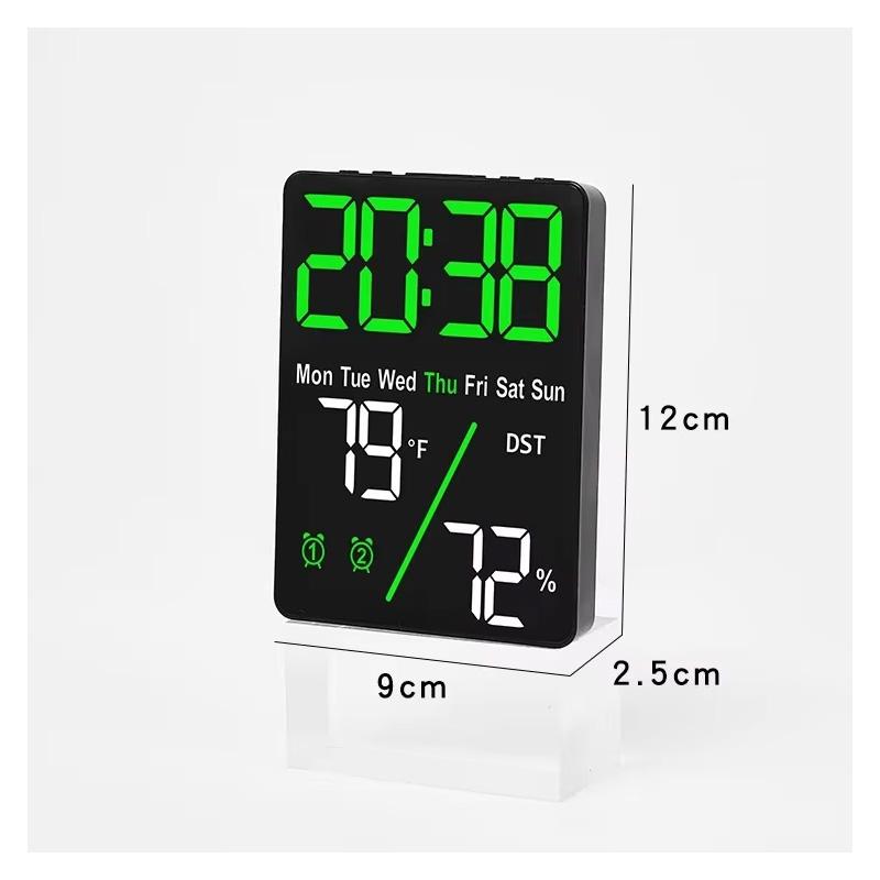 Multifunctional Large Screen Digital Alarm Clock Humidity Display Brightness Adjustment Charging Desktop Clock Home Office Decor