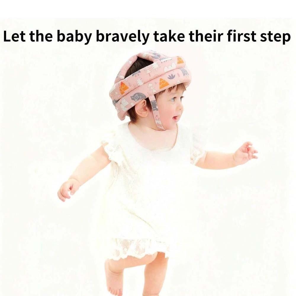 Cartoon Pattern Head Protector Adjustable Strap Infant Cap Safety Helmet  Crawling Practice