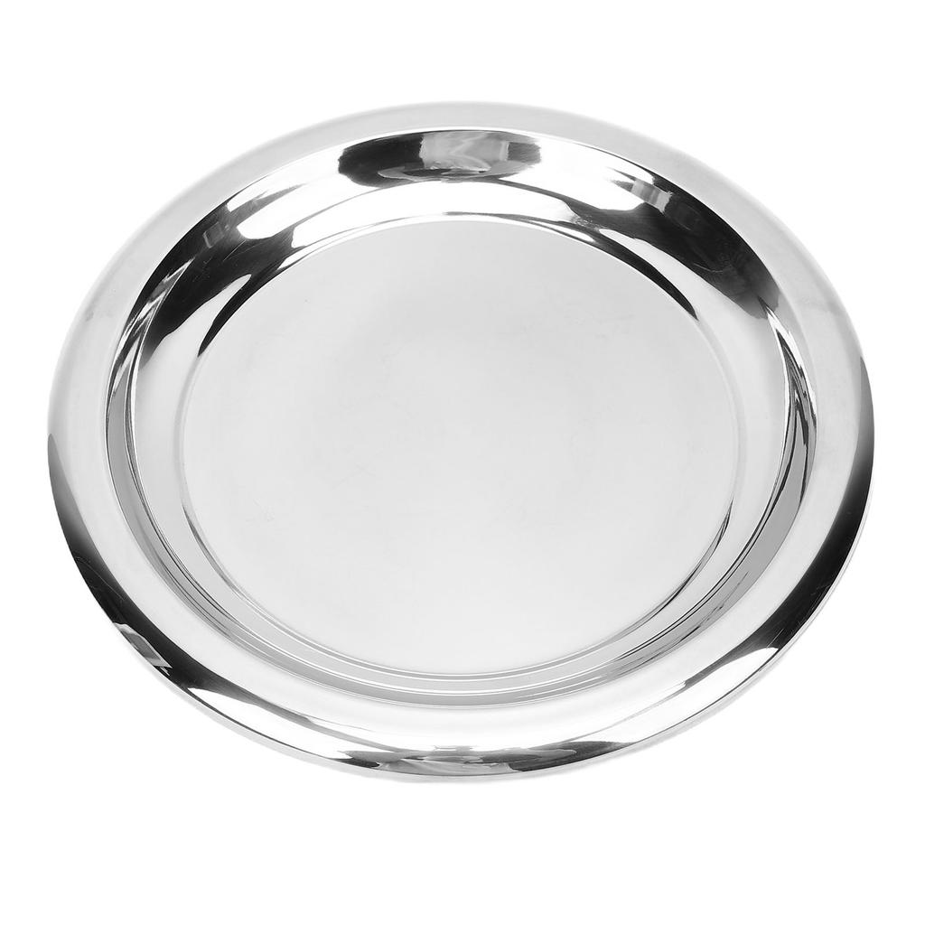 Round Serving Tray Stainless Steel Serving Platter European Round Decorative Tray for Coffee Table Bar Party