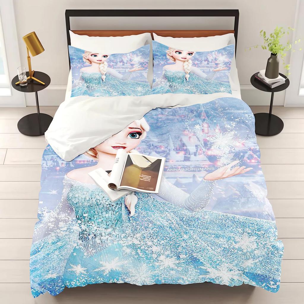 Prinzessin Elsa Frozen Aufdruck Schlafzimmer Bettwäsche Set Bettbezug Weihnachtsgeschenke Komfort Cartoon Mit Kissenbezug