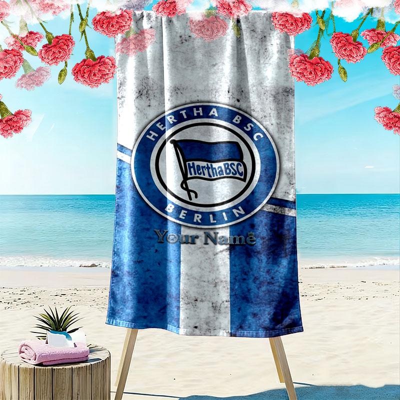 Hertha BSC Custom Name Print Beach Towel, Large Soft Quick Dry Towel for Beach Camping Swimming