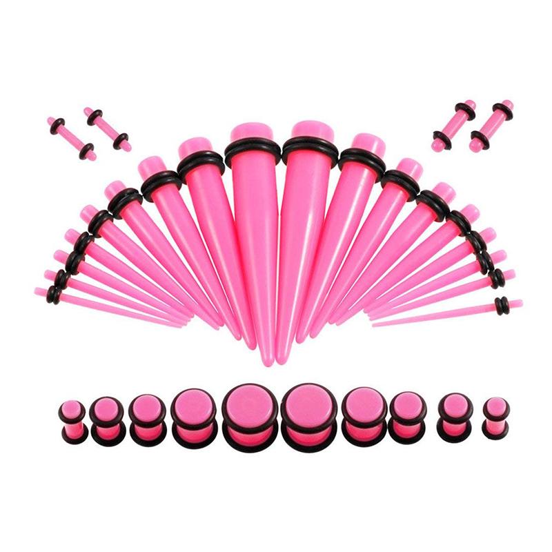 36Pcs Acrylic Ear Gauge Stretching Kit Tapers Flesh Tunnels Plug Body Piercing