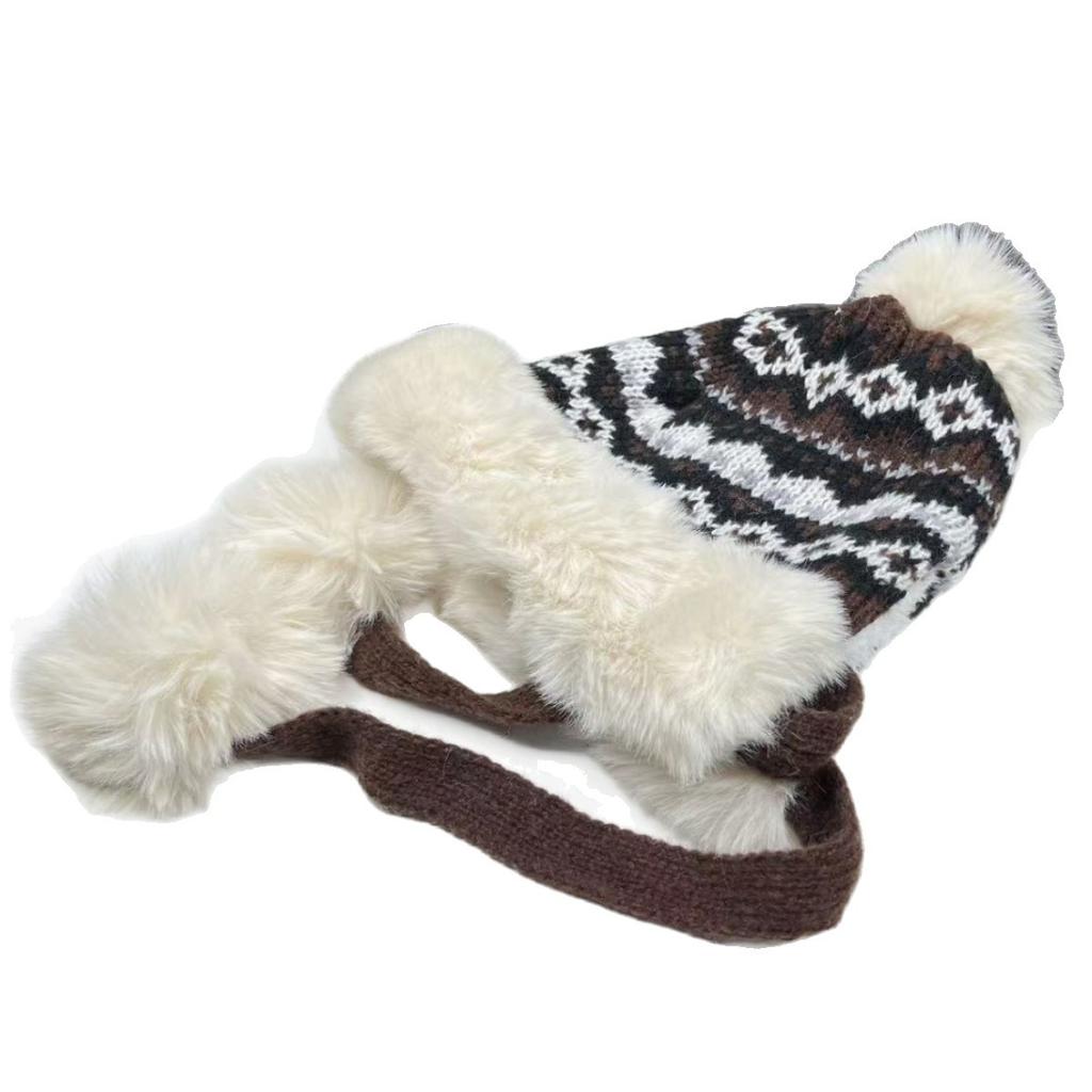 Winter sweet and cute velvet warm Lei Feng hat outdoor versatile cold protection ear protection wool knitted hat children