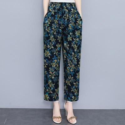 Damenhose mit hoher Taille, Übergröße, lockere Vintage-Sommerhose, elastische Taille, Damenbekleidung mittleren Alters