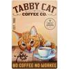 Hisun Tin Sign Vintage Funny Cat Coffee Themed Metal Tin Sign Retro Cute Kitten Wall Art Decor for Home Kitchen Cafe Bar Rustic Iron Painting P