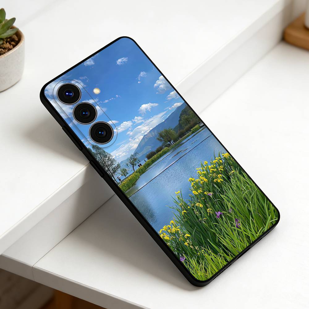 Spring green scenery For Samsung S25,S24,S21,S22,S23,S30,Ultra,S20,Plus,Fe,Lite,Note,10,9,5G Black Cover