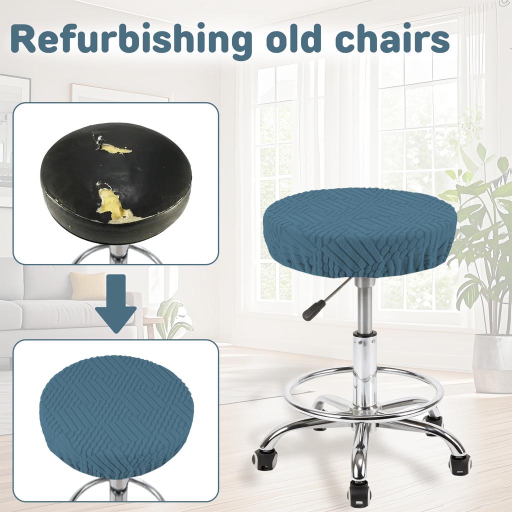 4Pcs Elastic Bar Stool Cover Polyester Round Seat Cover Breathable Single Chair Protective Cover for Home Cafe Office Restaurant