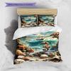 Seahorse Starfish Seashell Ocean Sailboat Print 3 Pieces Duvet Cover Set Sea Animal Bedding Bedroom Home Decor Without Pillow Core Comforter