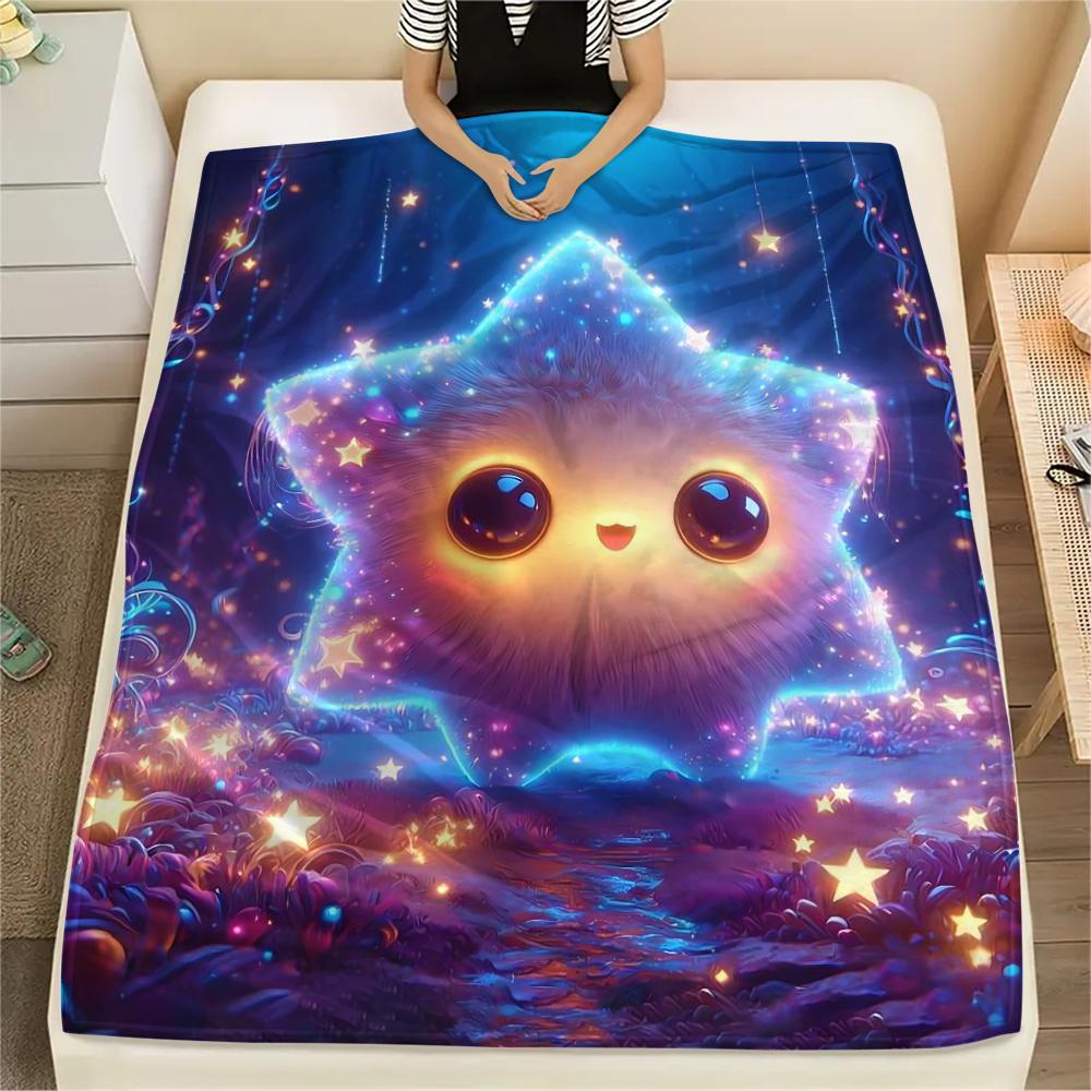 Mermaid and Stars Print Flannel Blanket,High Quality Comfortable for All Seasons,Home Decor,Warmth and Comfort,Perfect for Christmas Gifts