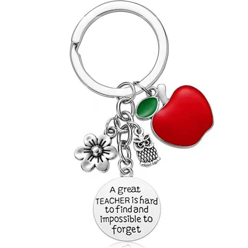 Teacher Graduation Season Gift Stainless Steel Keychain Teacher Appreciation Key Ring Stainless Steel Keychain for Backpack Bag Pendant