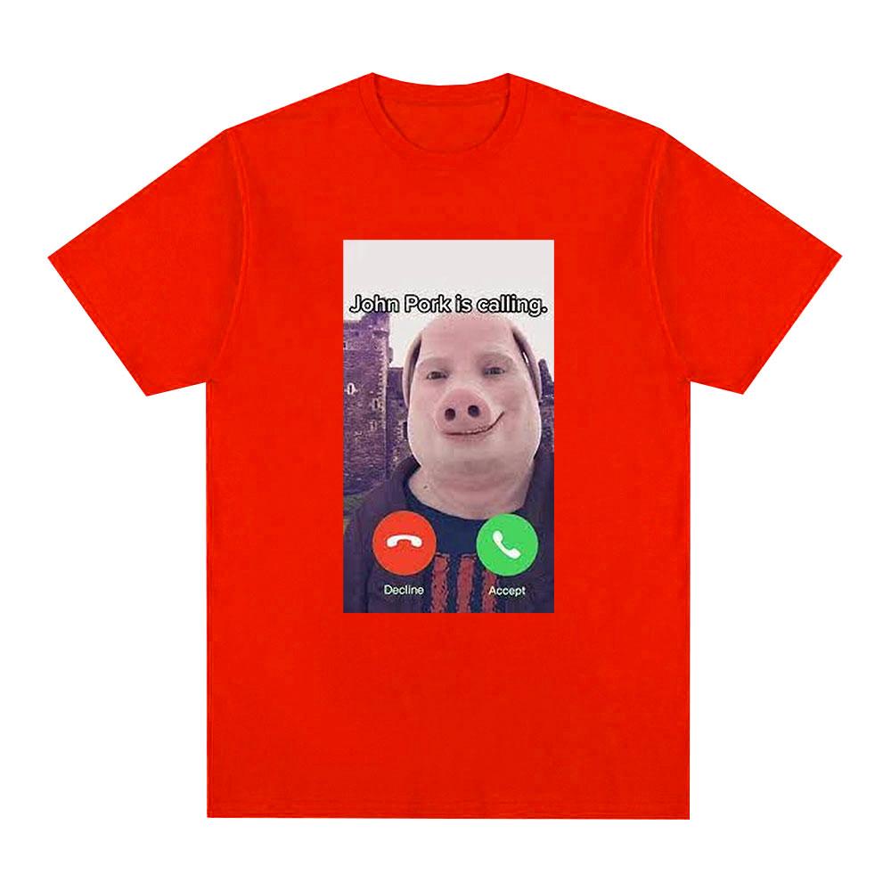 

John Pork Is Calling Funny Answer T Shirt for Fan Vintage Washed Unisex Fashion Harajuku Kawaii Tshirt Womens Y2K Clothing 4XL