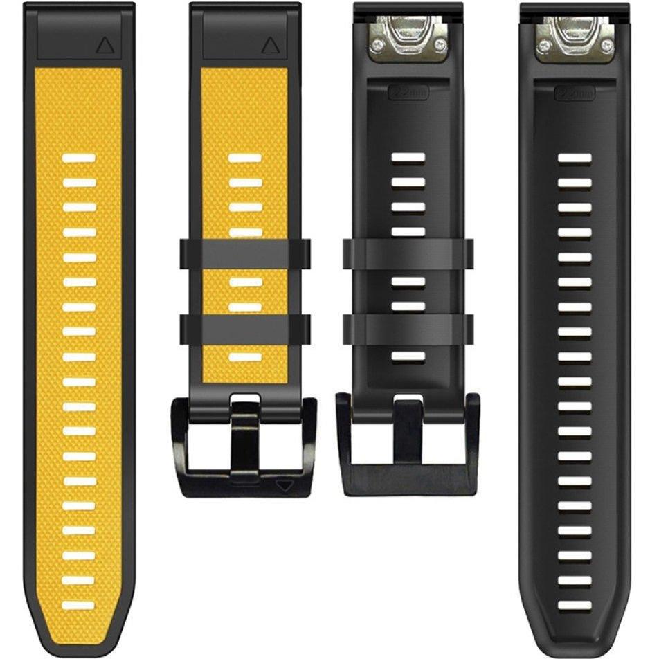 Quickfit Silikonarmband 26mm für Garmin, Gelb / Schwarz