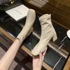 Women's Fashion Chunky Ankle Boots Autumn New Fashion Pointed Toe Square Head Short Thick Zipper Comfortable Non-slip Goth Boots