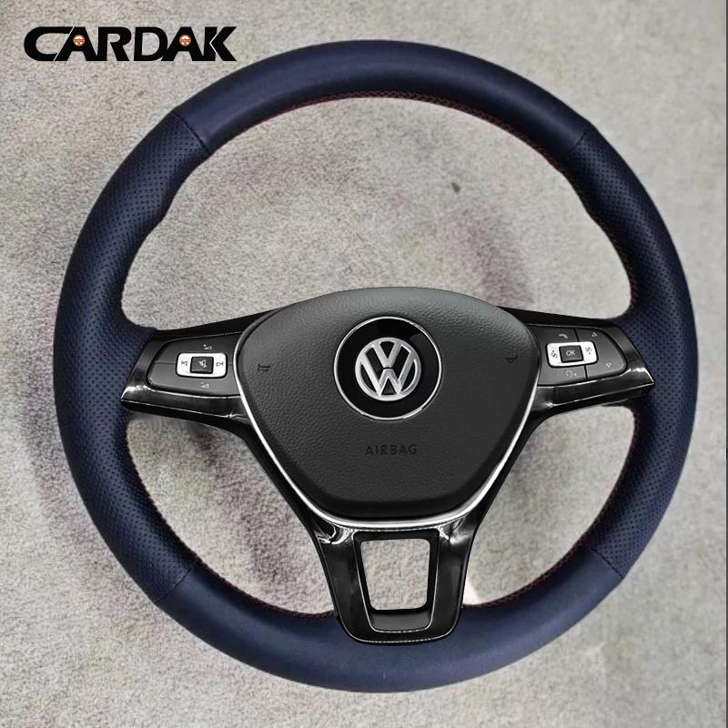 Full Black Leather Steering Wheel Cover