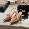 2025 Summer New Arrival Sweet Elegant Sandal Women Bow High Heels Pointed Toe Women's Sandals Metal Buckle Trim Sandal