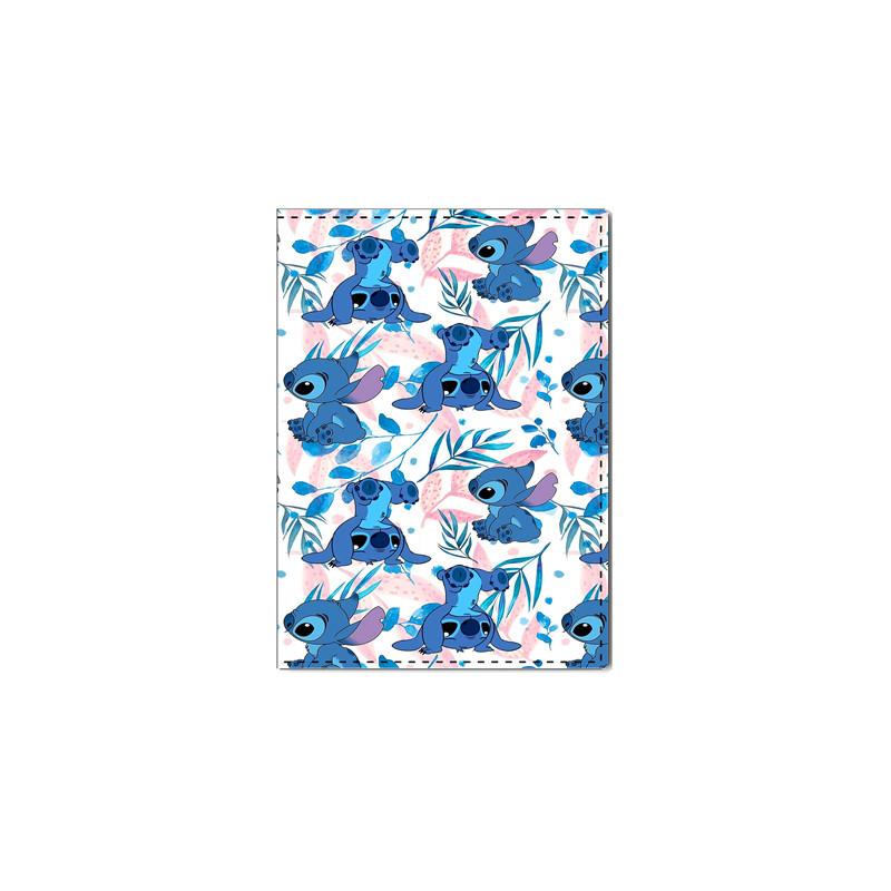 Cute Stitch Print Passport Holder PU Leather Travel Passport Cover Multi-Function Document Organizer Blue 6pcs