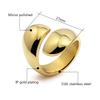 Waterproof Simple Stainless Steel 18k Gold Plated Pear-shaped Open Adjustable Ring Shiny Wide Irregular Design Jewelry for Women