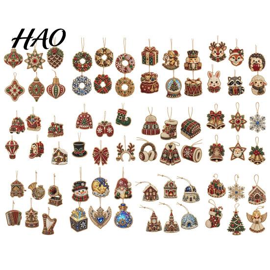 Festive Resin Rhinestone Ornaments 6 Pcs Christmas DIY Faux Pearl Painting Kit Ornaments, Art Decorative for Dormitories Tree Hanging Decoration with