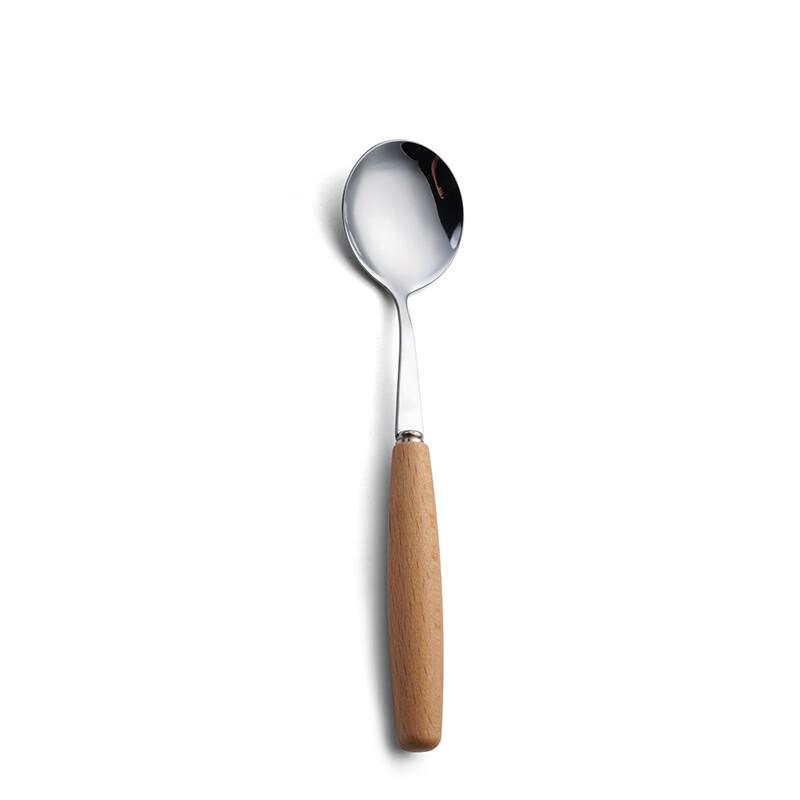 Abay Wooden Handle Stainless Steel Round Spoons