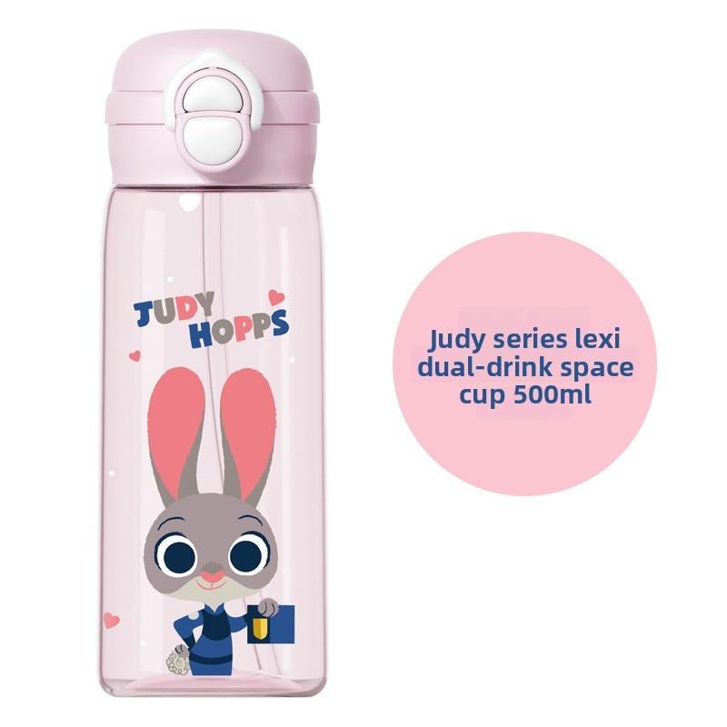 Zootopia Nick And Judy Plastic Straw Cup With Tritan Material For Kids