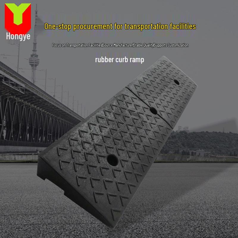 Rubber-Plastic Car Ramp: Slope Mat, Curb Edge, Uphill Climb, Triangle Speed Bump
