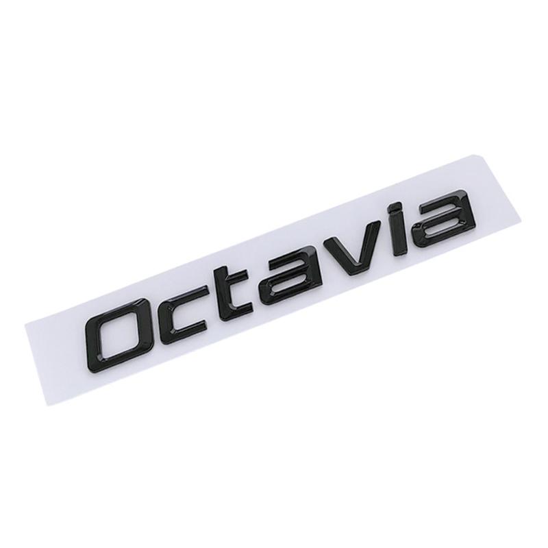JBIW9 3D ABS Chrom Schwarz Logo Octavia Emblem Buchstaben Auto Heckklappen Aufkleber Für Skoda Octavia 1 2 3 4 MK3 MK4 MK5 RS VRS Zubehör