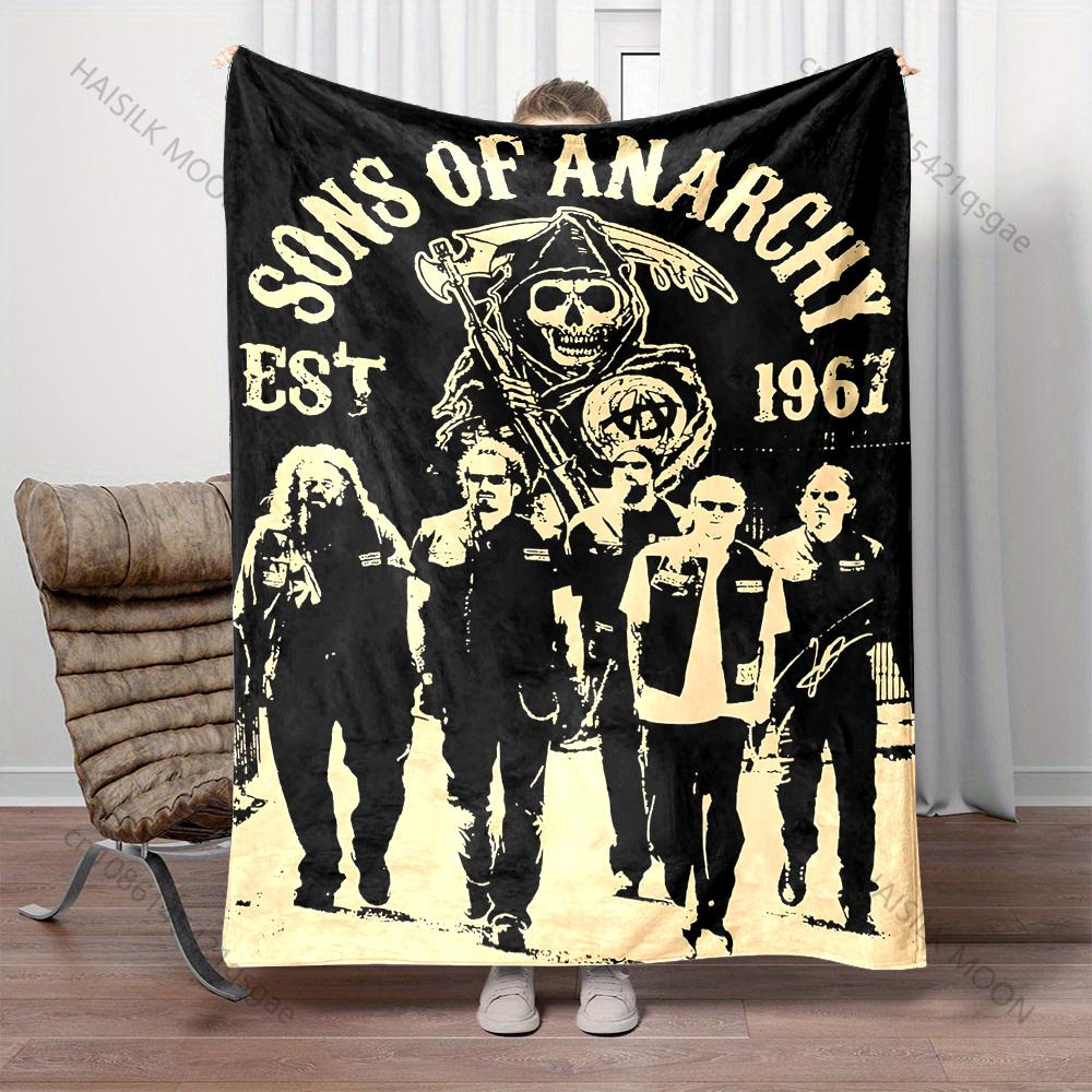 1PC Motorcycle Club Poster Print Adult Children Warm Blankets Home Travel Car Soft Comfortable Suitable for All Seasons